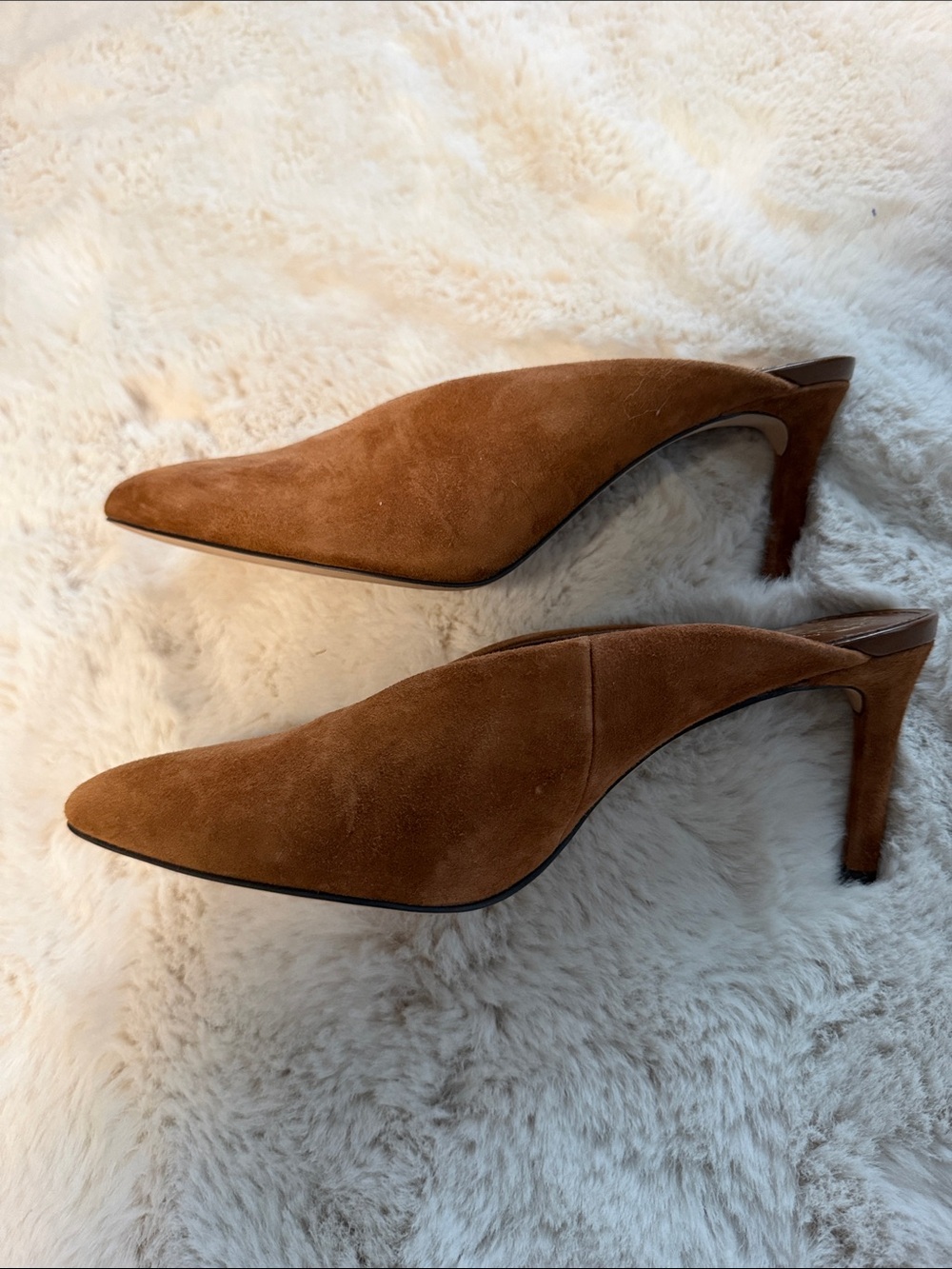Vince Camuto Cognac Suede Pointed-Toe Slip-On Mule